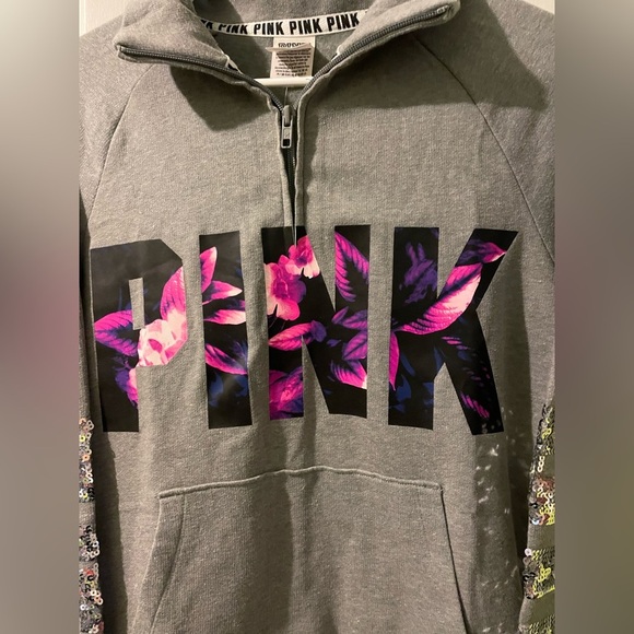 VS. PINK bling 1/4 zip sweatshirt-medium NWT - Picture 2 of 8
